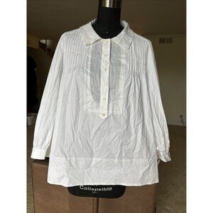 NEW Diane Von Furstenberg Shirt Womens White Long Sleeve Blouse Sz 8 NWT